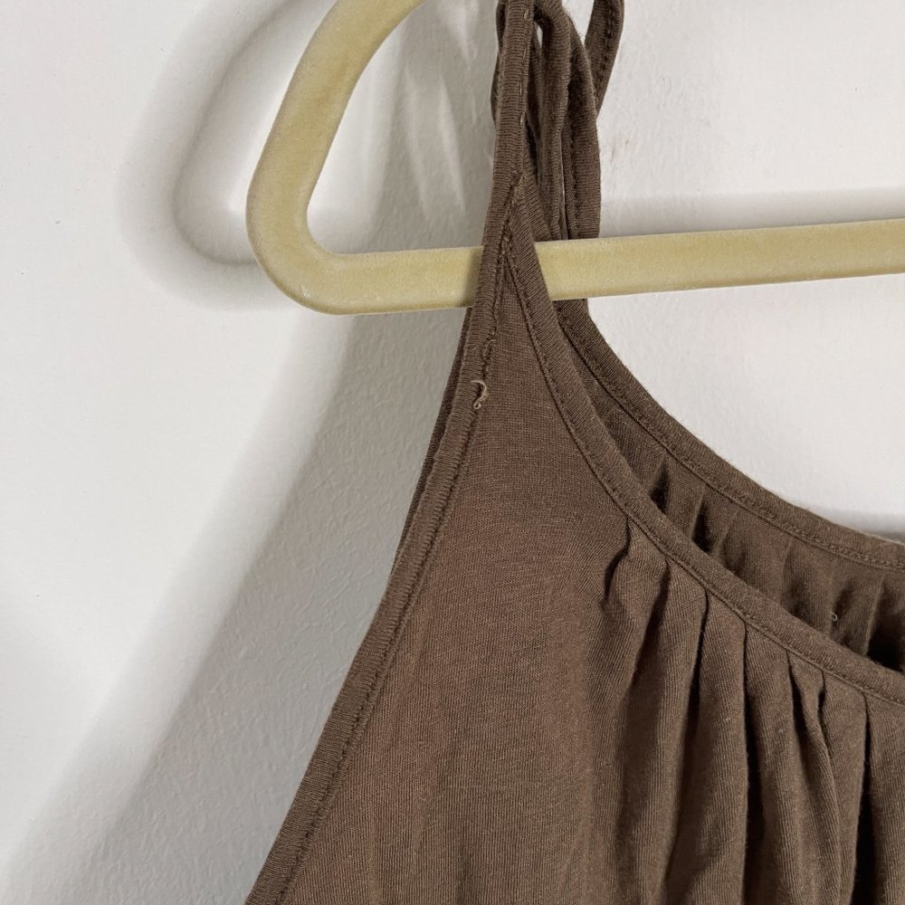 Wood Wood Lagenlook Sleeveless Tie Shoulder Pleated Midi Dress in Brown Size M - Picture 5 of 7